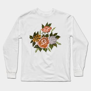 Painted Autumn Harvest- Watercolor Florals Long Sleeve T-Shirt